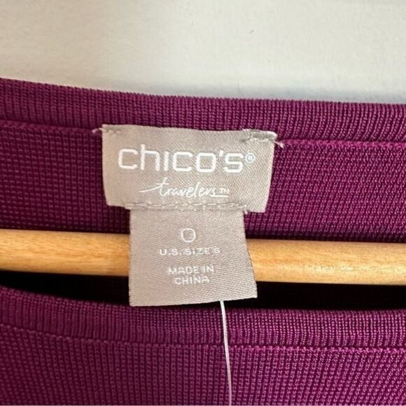 Chico’s TRAVELERS COLLECTIONSweater-Knit Top Plum Size Small - Picture 8 of 15